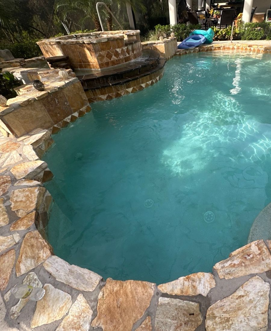 Before: Pool Renovation: we changed the whole look to a modern one