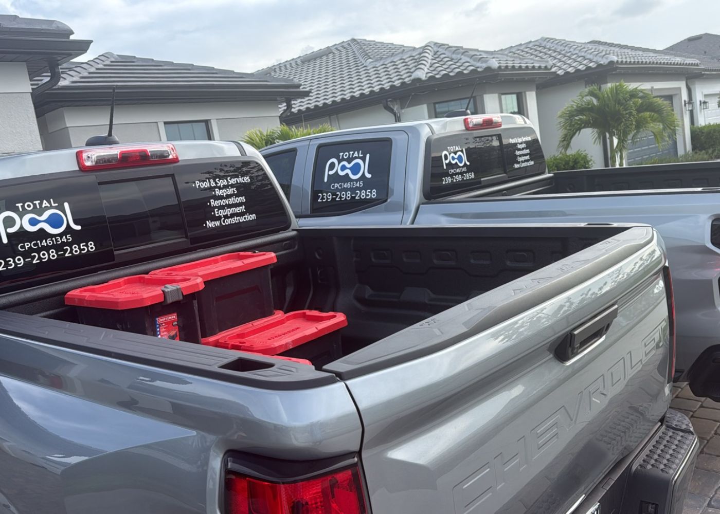 Total Pool Services team and company trucks in Southwest Florida