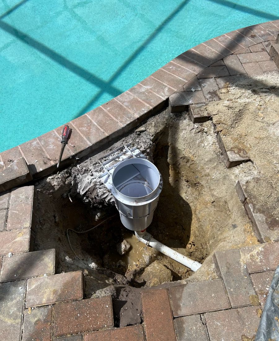Leak detection where we replaced the skimmer, step 3: New skimmer
